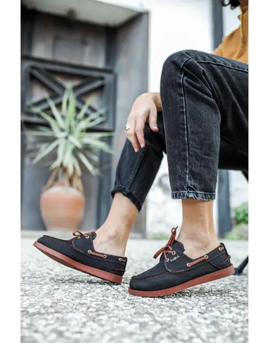 Terzi Bey Mevsimlik Keten Ayakkabı 008 Siyah (taba Taban)