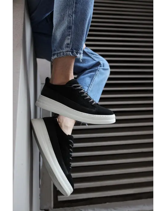 Terzi Bey Sneakers Ayakkabı 010 Siyah Süet (beyaz Taban)