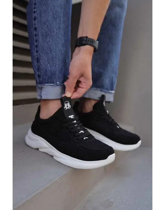 Knack Sneakers Siyah Beyaz Süet Erkek Ayakkabısı