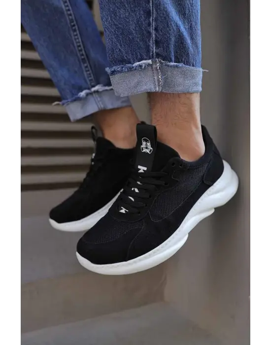 Knack Sneakers Siyah Beyaz Süet Erkek Ayakkabısı