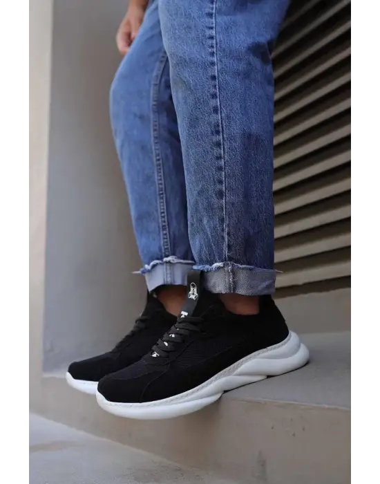 Knack Sneakers Siyah Beyaz Süet Erkek Ayakkabısı