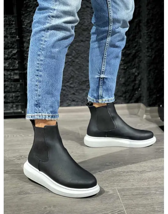 Terzi Bey Yüksek Taban Ayakkabı 111 Siyah (beyaz Taban)