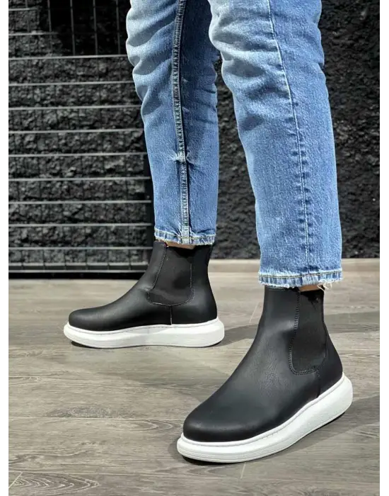 Terzi Bey Yüksek Taban Ayakkabı 111 Siyah (beyaz Taban)