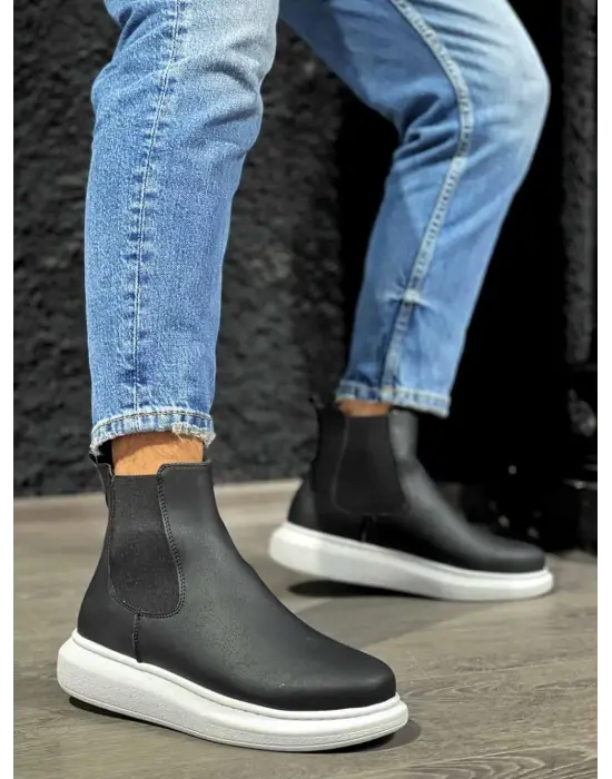 Terzi Bey Yüksek Taban Ayakkabı 111 Siyah (beyaz Taban)