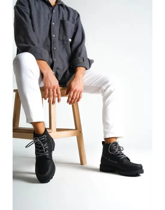 Knack Yüksek Taban Siyah Erkek Ayakkabısı