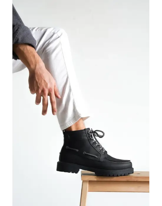 Knack Yüksek Taban Siyah Erkek Ayakkabısı