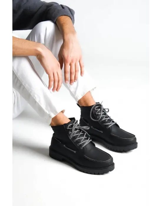 Knack Yüksek Taban Siyah Erkek Ayakkabısı