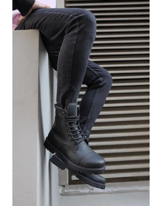 Knack Yüksek Taban Siyah Erkek Ayakkabısı