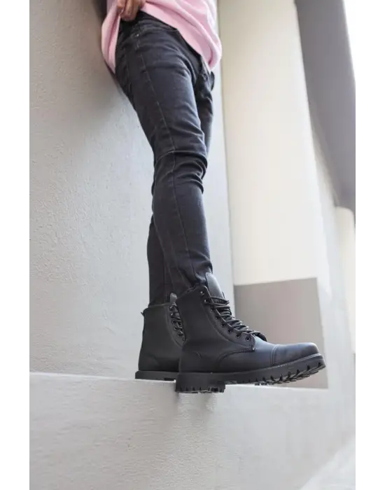 Knack Yüksek Taban Siyah Erkek Ayakkabısı