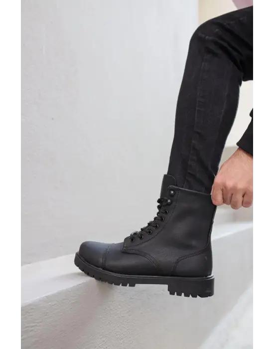 Knack Yüksek Taban Siyah Erkek Ayakkabısı