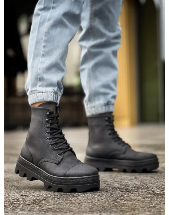 Terzi Bey Yüksek Taban Ayakkabı B-023 Siyah (siyah Taban)