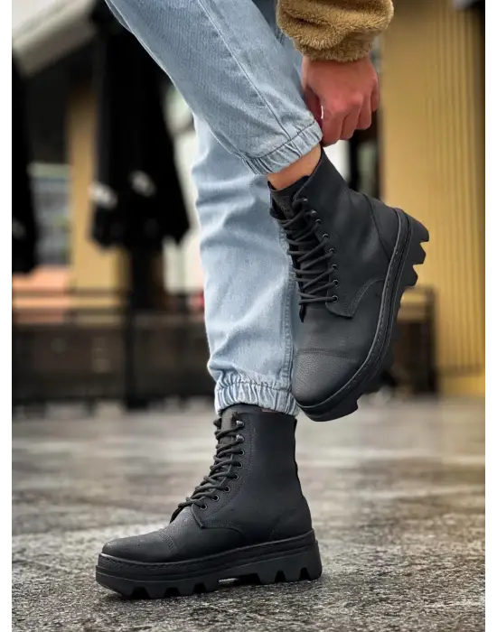 Terzi Bey Yüksek Taban Ayakkabı B-023 Siyah (siyah Taban)