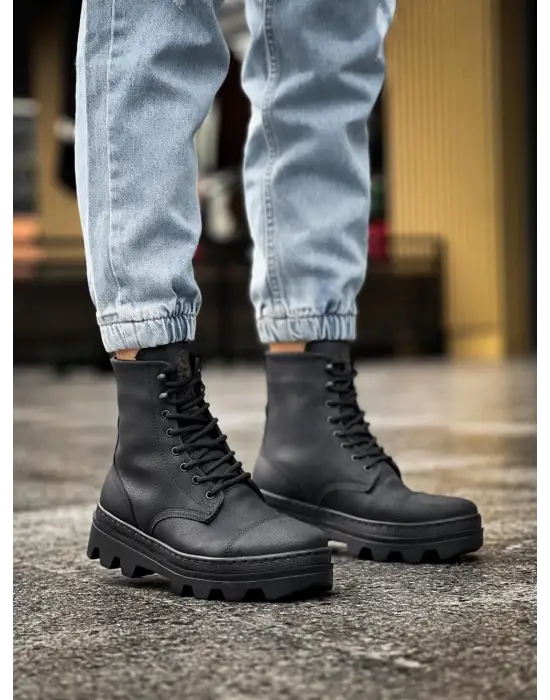 Terzi Bey Yüksek Taban Ayakkabı B-023 Siyah (siyah Taban)