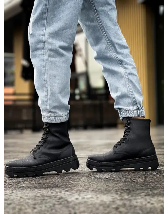 Terzi Bey Yüksek Taban Ayakkabı B-023 Siyah (siyah Taban)