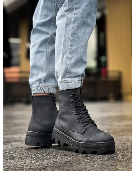 Terzi Bey Yüksek Taban Ayakkabı B-023 Siyah (siyah Taban)