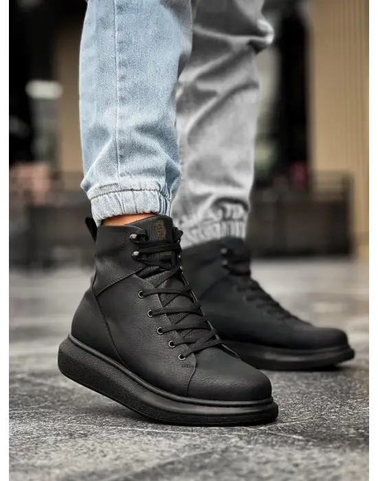 Terzi Bey Yüksek Taban Ayakkabı B-080 Siyah (siyah Taban)