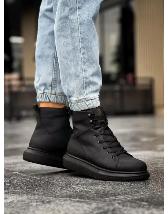 Terzi Bey Yüksek Taban Ayakkabı B-080 Siyah (siyah Taban)