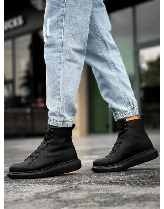 Terzi Bey Yüksek Taban Ayakkabı B-080 Siyah (siyah Taban)