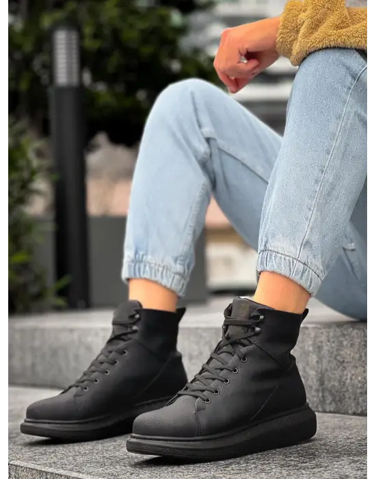 Terzi Bey Yüksek Taban Ayakkabı B-080 Siyah (siyah Taban)