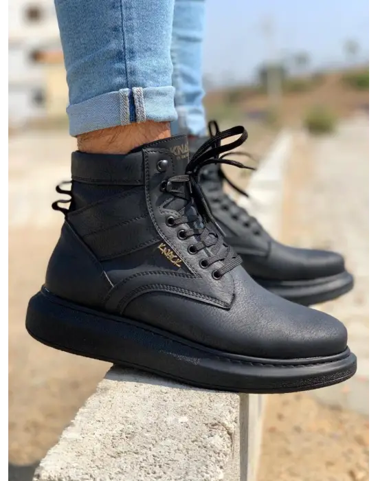 Knack Yüksek Taban Siyah Erkek Ayakkabısı