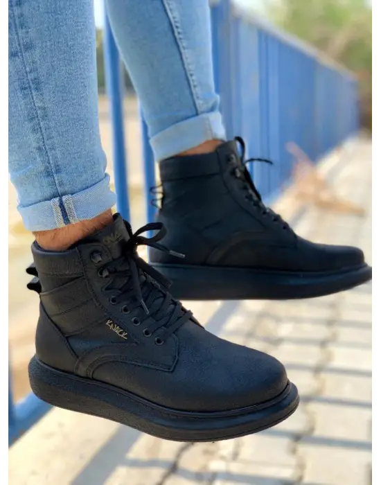 Knack Yüksek Taban Siyah Erkek Ayakkabısı