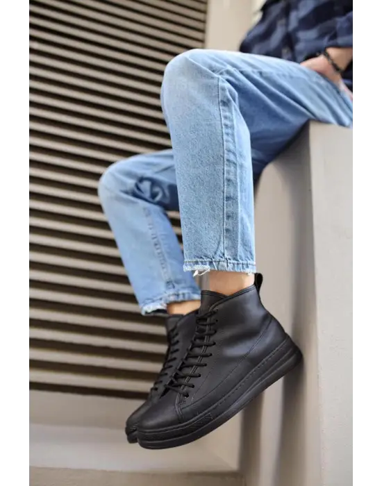 Terzi Bey Yüksek Taban Ayakkabı C-030 Siyah (siyah Taban)