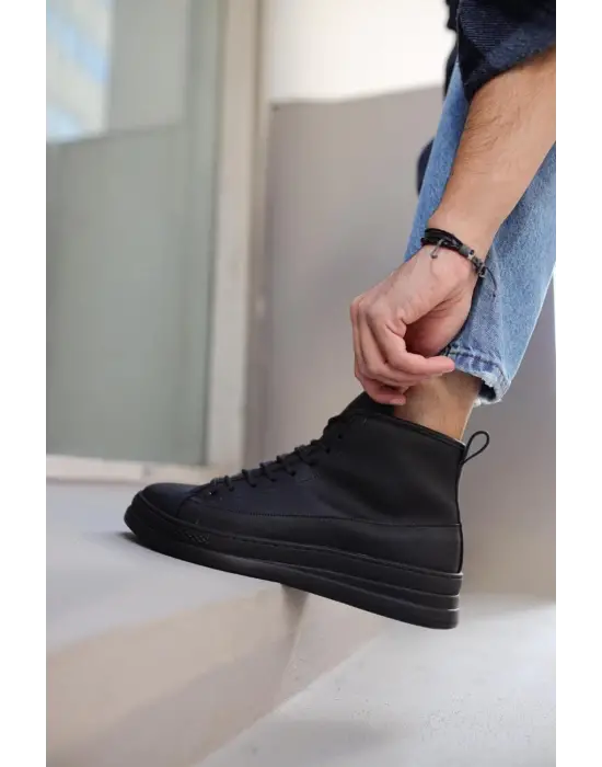 Terzi Bey Yüksek Taban Ayakkabı C-030 Siyah (siyah Taban)