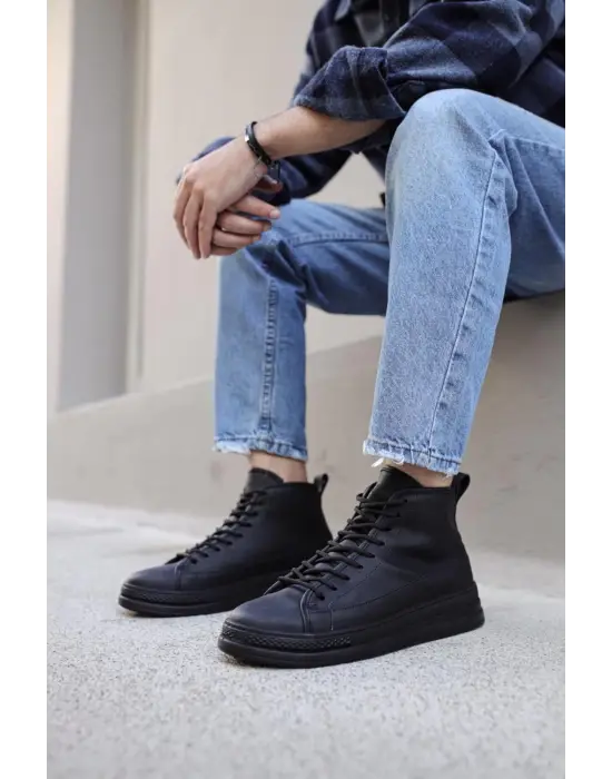 Terzi Bey Yüksek Taban Ayakkabı C-030 Siyah (siyah Taban)