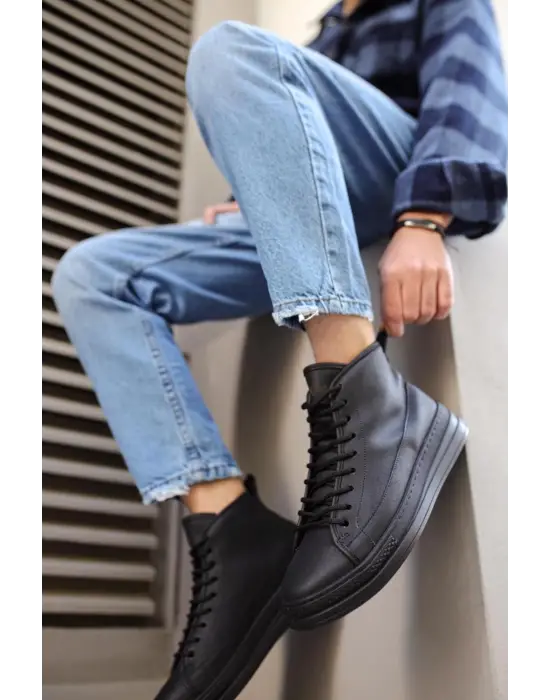 Terzi Bey Yüksek Taban Ayakkabı C-030 Siyah (siyah Taban)