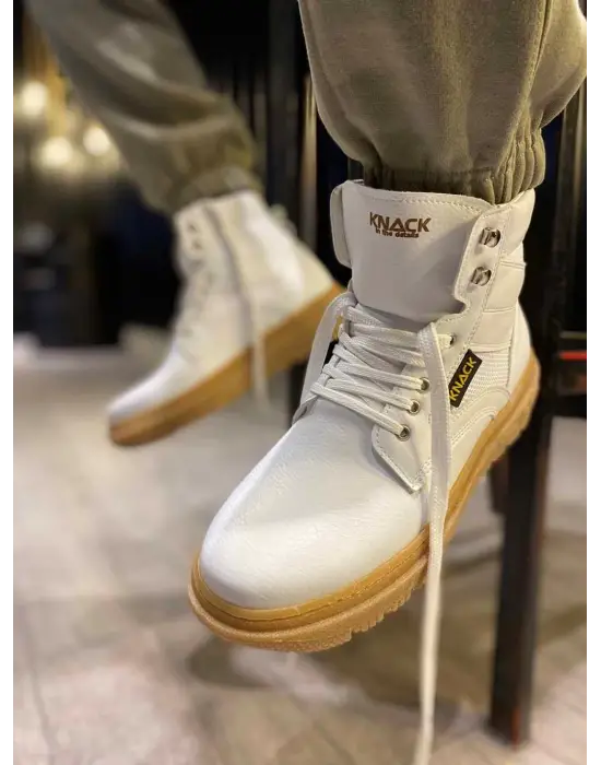 Knack Yüksek Taban Beyaz Erkek Botu