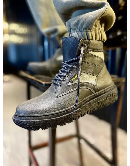 Knack Yüksek Taban Gri-Siyah Erkek Botu