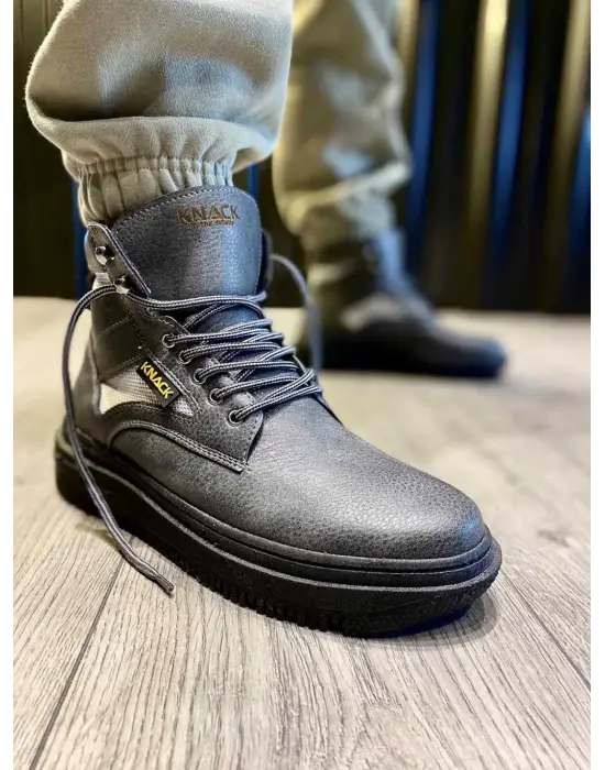 Knack Yüksek Taban Gri-Siyah Erkek Botu