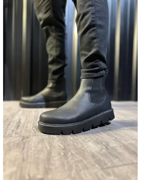 Knack Yüksek Taban Chelsea Siyah Erkek Botu