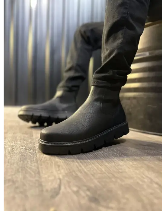 Knack Yüksek Taban Chelsea Siyah Erkek Botu