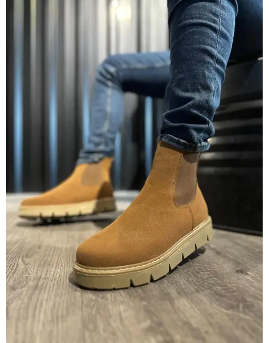 Knack Yüksek Taban Chelsea Taba Süet Erkek Botu