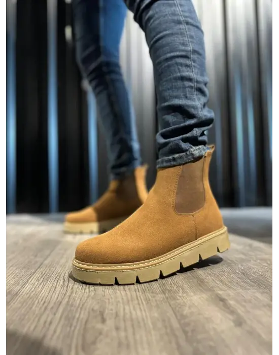 Knack Yüksek Taban Chelsea Taba Süet Erkek Botu