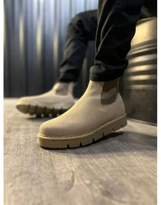 Knack Yüksek Taban Chelsea Vizon Süet Erkek Botu