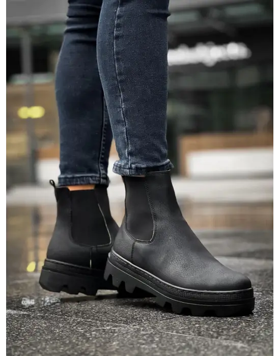 Terzi Bey Yüksek Taban Chelsea Bot 113 Siyah (siyah Taban)