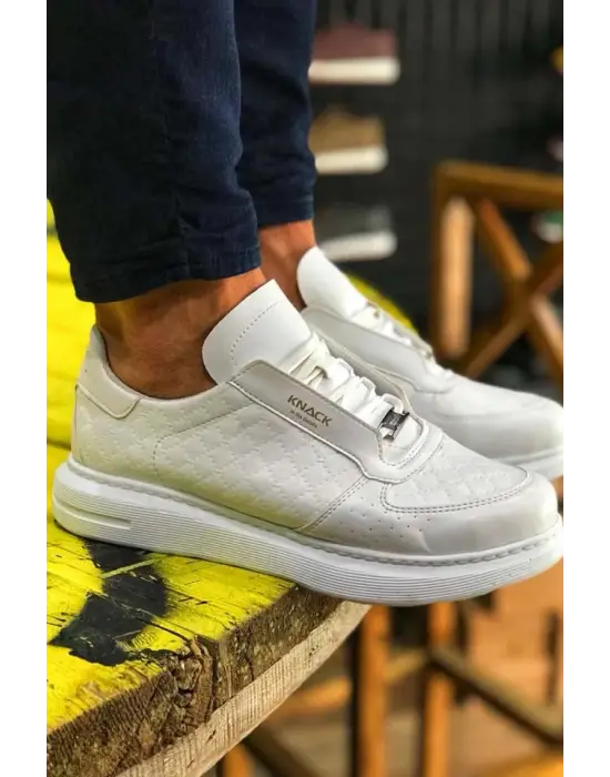 Knack Yüksek Taban Günlük Beyaz Kapitone Erkek Ayakkabısı