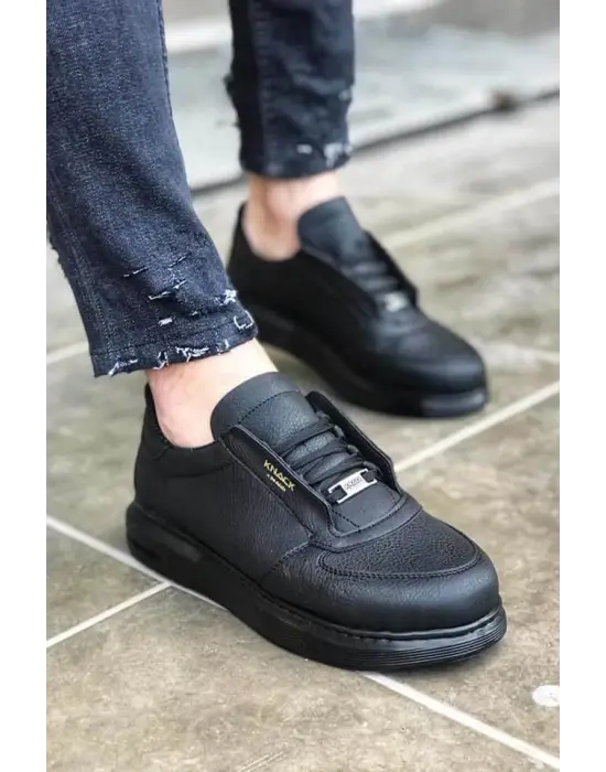 Knack Yüksek Taban Günlük Siyah Erkek Ayakkabısı
