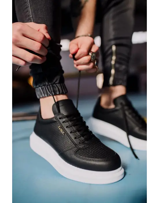 Terzi Bey Yüksek Taban Günlük Ayakkabı 042 Siyah (beyaz Taban)