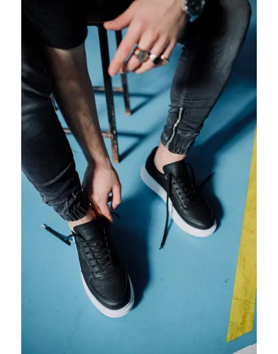 Terzi Bey Yüksek Taban Günlük Ayakkabı 042 Siyah (beyaz Taban)