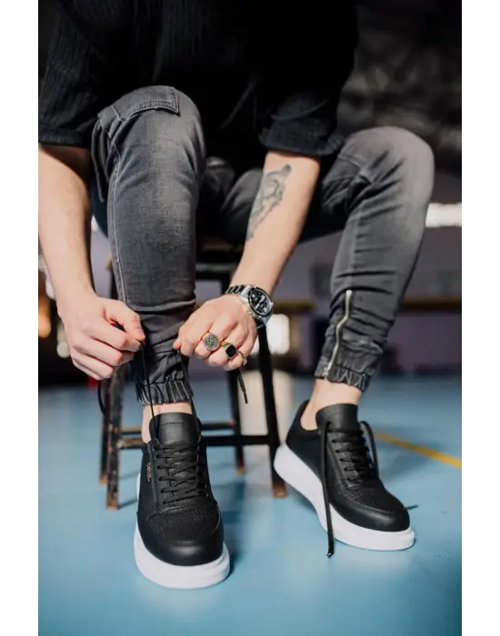 Terzi Bey Yüksek Taban Günlük Ayakkabı 042 Siyah (beyaz Taban)