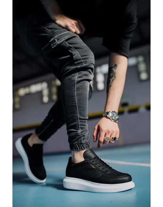 Terzi Bey Yüksek Taban Günlük Ayakkabı 042 Siyah (beyaz Taban)