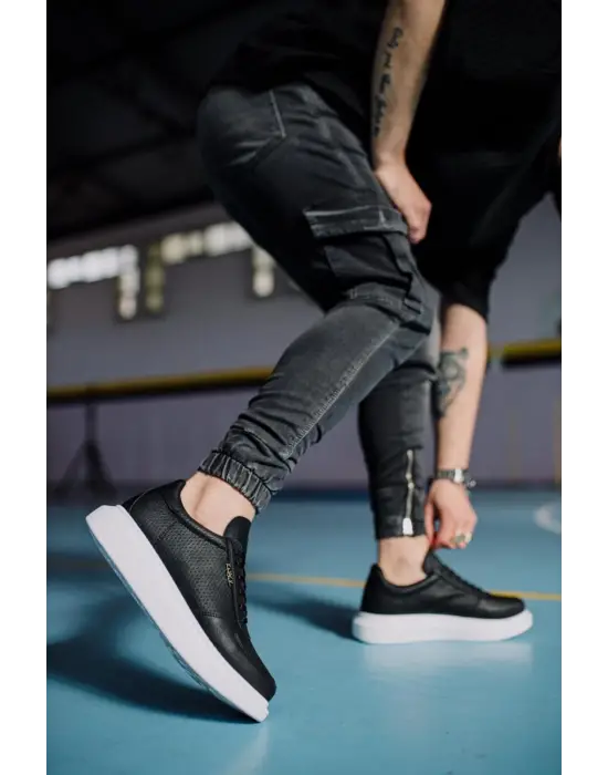 Terzi Bey Yüksek Taban Günlük Ayakkabı 042 Siyah (beyaz Taban)