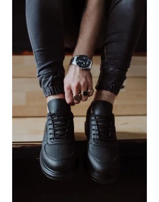 Terzi Bey Yüksek Taban Günlük Ayakkabı 042 Siyah (siyah Taban)