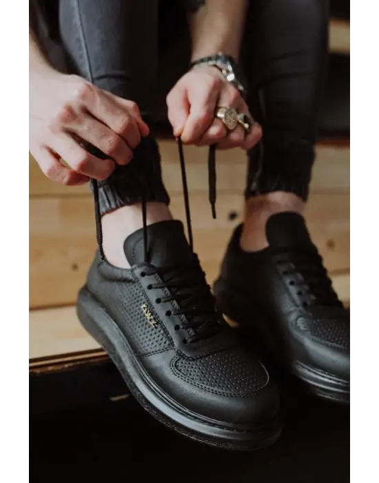 Terzi Bey Yüksek Taban Günlük Ayakkabı 042 Siyah (siyah Taban)