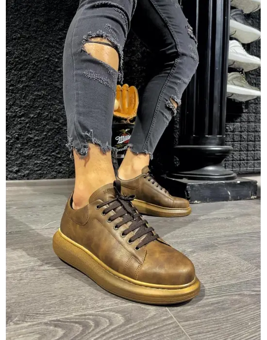 Terzi Bey Yüksek Taban Günlük Ayakkabı 044 Kahverengi (kahverengi Taban)