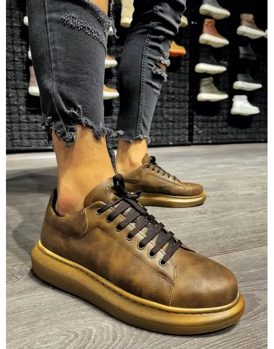 Terzi Bey Yüksek Taban Günlük Ayakkabı 044 Kahverengi (kahverengi Taban)