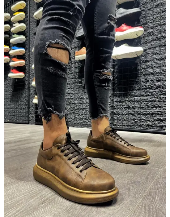 Terzi Bey Yüksek Taban Günlük Ayakkabı 044 Kahverengi (kahverengi Taban)